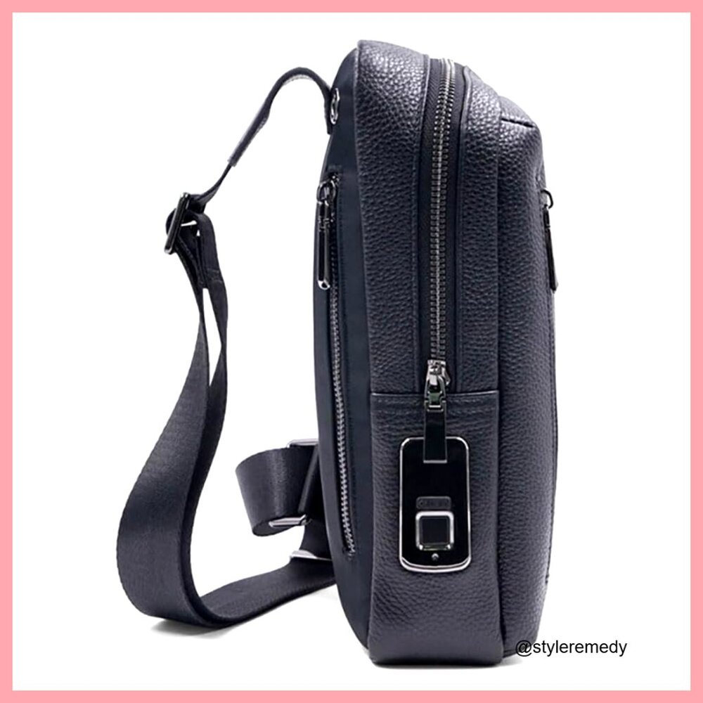 Fingerprint Lock Anti-Theft Leather Chest Bag Crossbody Bag